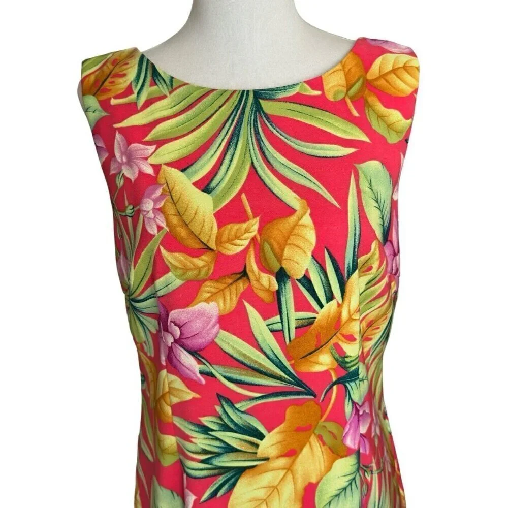 Vintage Ronnie Nicole by Ouida Floral Round Neck Sleeveless Sheath Dress Sz 8 - Picture 7 of 10